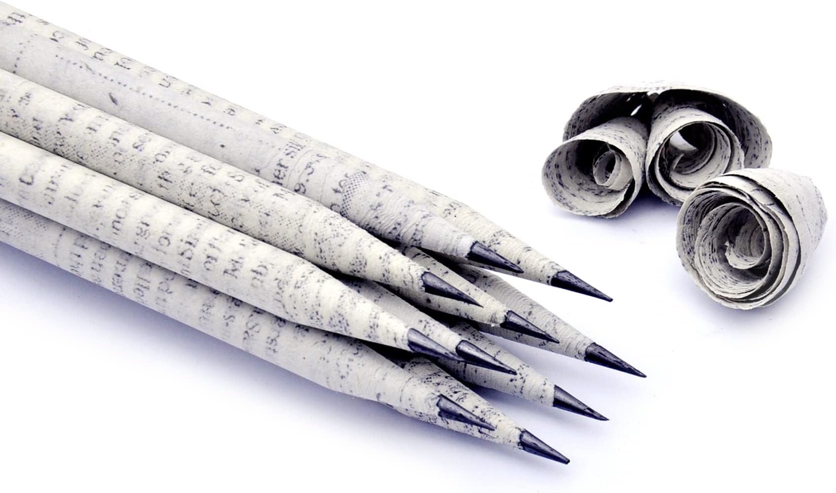 Recycled Pencils | 100% Upcycled Newspaper HB Pencils | Eco friendly gift for kids, teacher, birthdays, Christmas, party bag and favours, Great for drawing & art, tree & plastic free, 4 Pack