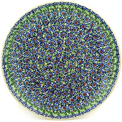 Polmedia Polish Pottery Platter 12-inch - Chicory Blue Meadow Pattern Handmade in Boleslawiec Poland by Ceramika Artystyczna + Certificate of Authenticity
