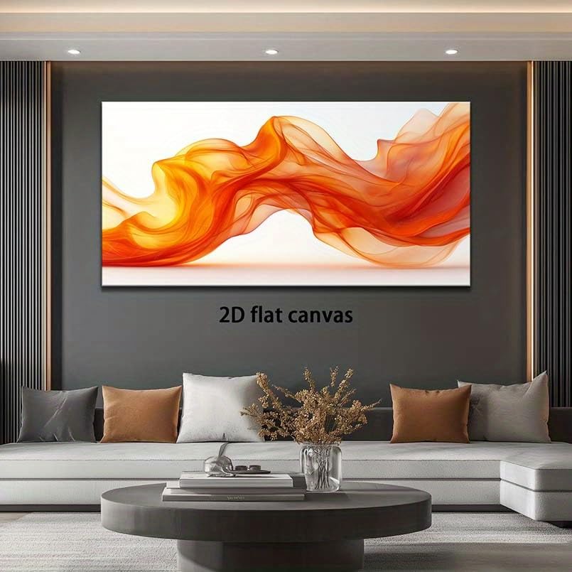 Tableau abstrait moderne orange, décoration murale minimaliste de salon - 3