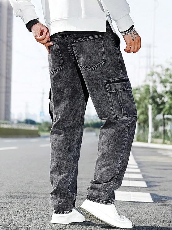 Image of ODDMONKEY Men Jeans || Cargo Jeans for Man ||Cargo Pant for Man || Jeans for Men || Men Cargo Pants || Straight Fit Jeans for Men