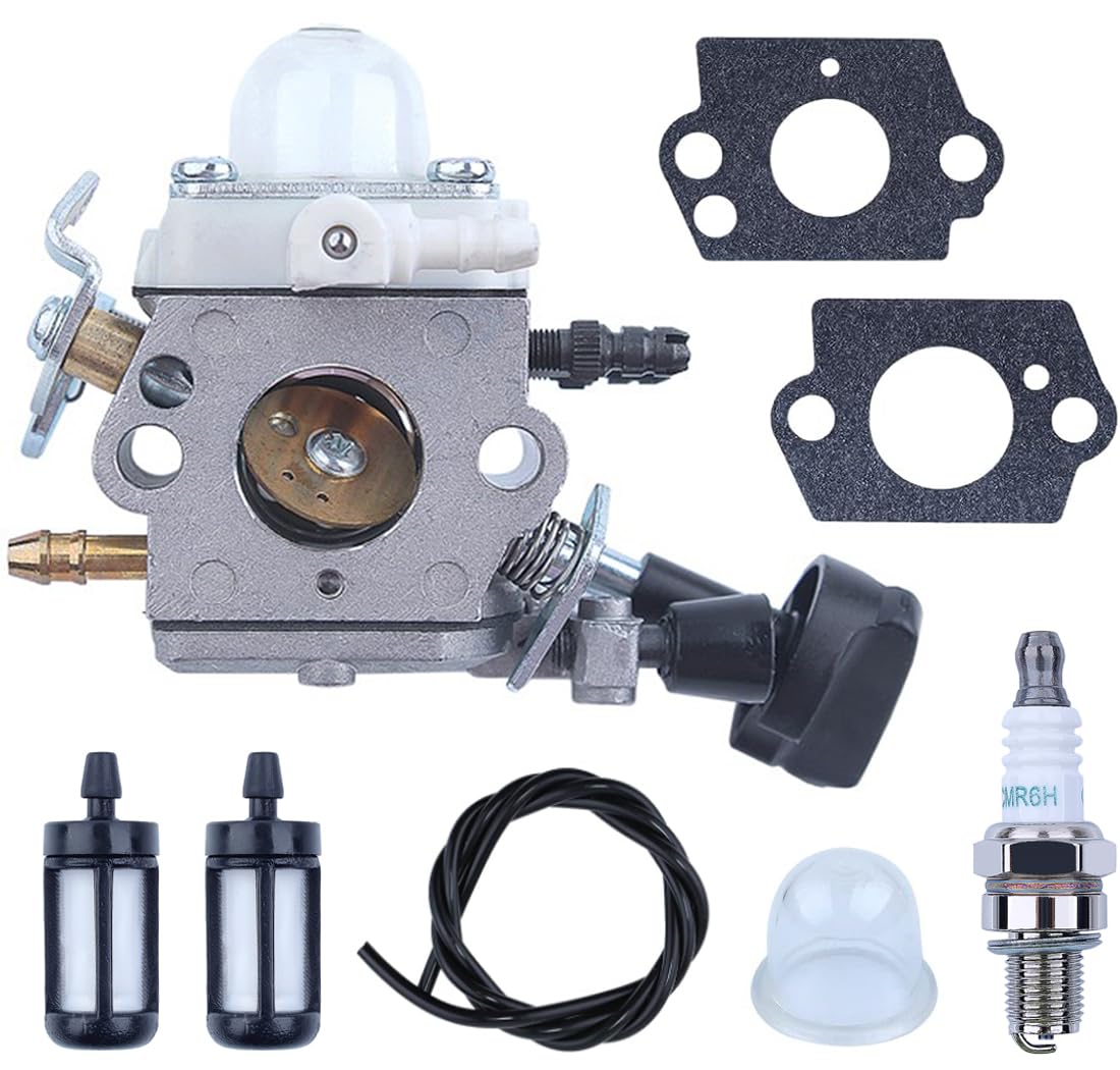 Carburateur pour STIHL BG86 BG86 C BG56 SH86 Souffleur, ADEFOL Carburateur avec Joint + Filtre Essence + Tuyau Essence + Bougie Allumage Pièces de Rechange Carburetor Accessoire