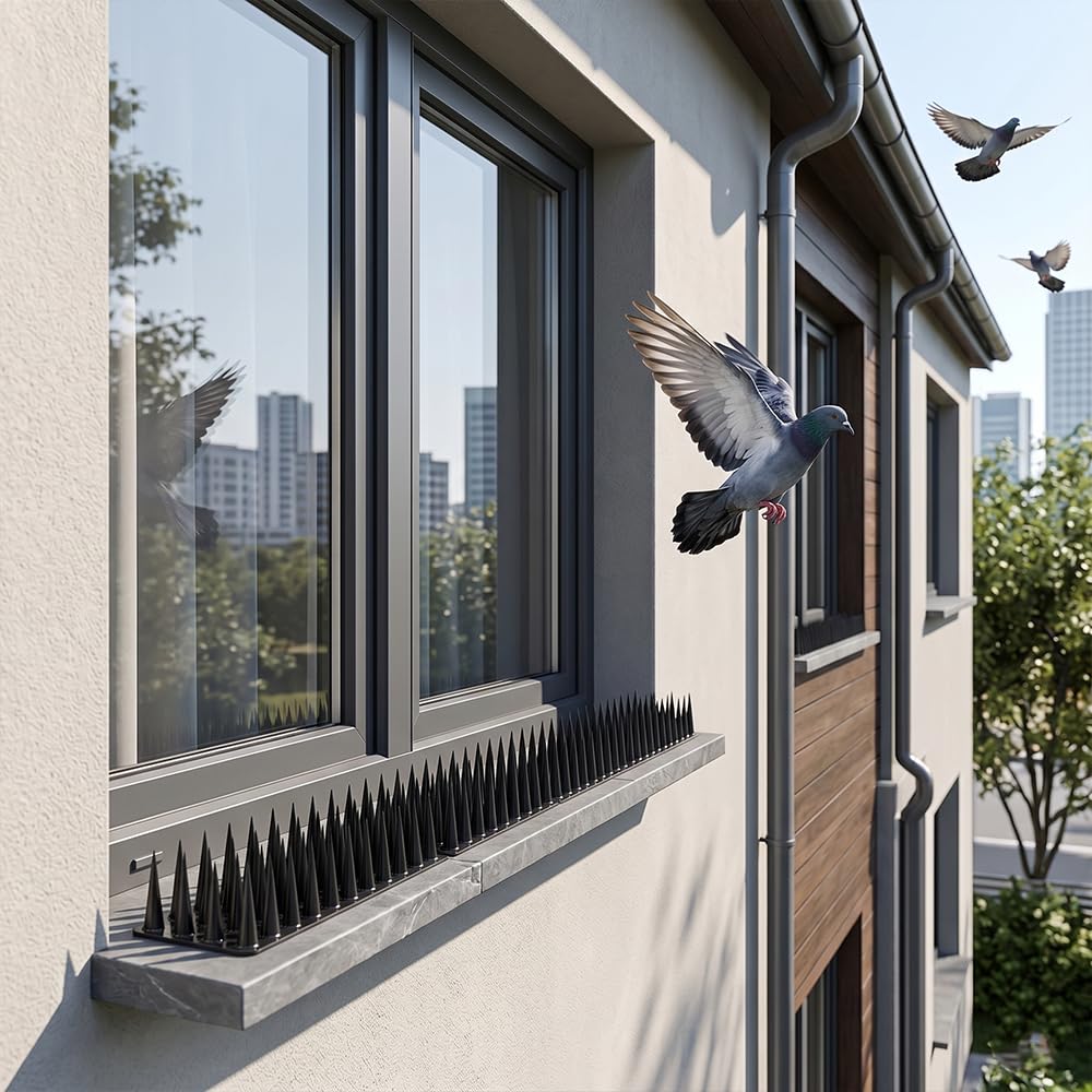 PikArt Humane Bird Spikes (Pack of 5) Plastic Anti Bird Barrier for Pigeons, Crows & Small Birds | Long Lasting Outdoor Protection (Black)-image-22