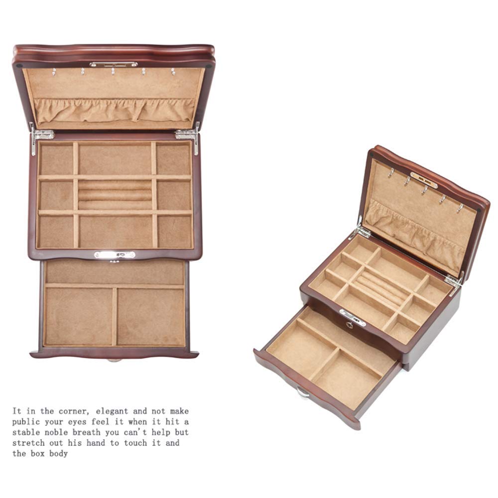 Svuotatasche retrò per uomo/donna Elegante cassettiera-organizzatore scatola di legno da esposizione, perfetta per telefono, orologi, occhiali da sole, gioielli, portafoglio, anelli, collana e altri