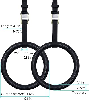 QUOLIX Gymnastic Rings & Olympic Rings With Adjustable Straps, Non-Slip Pull Up