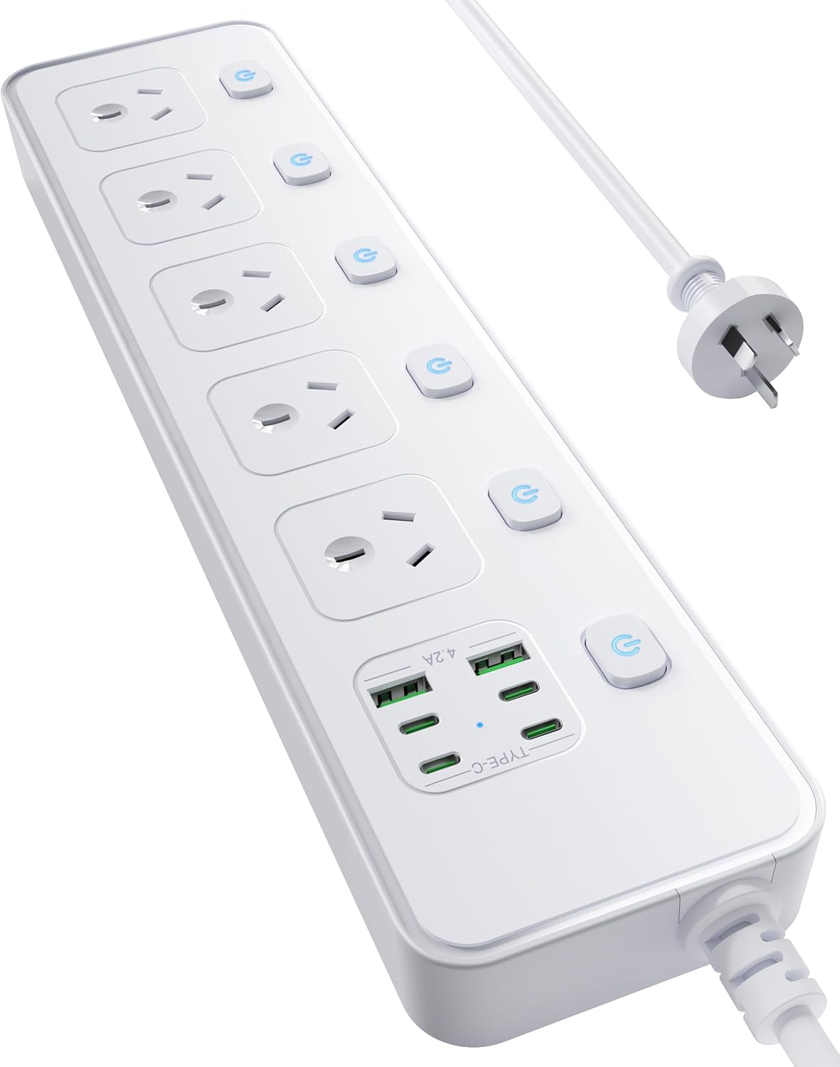 Power board with individual switches and 6 USB-C ports