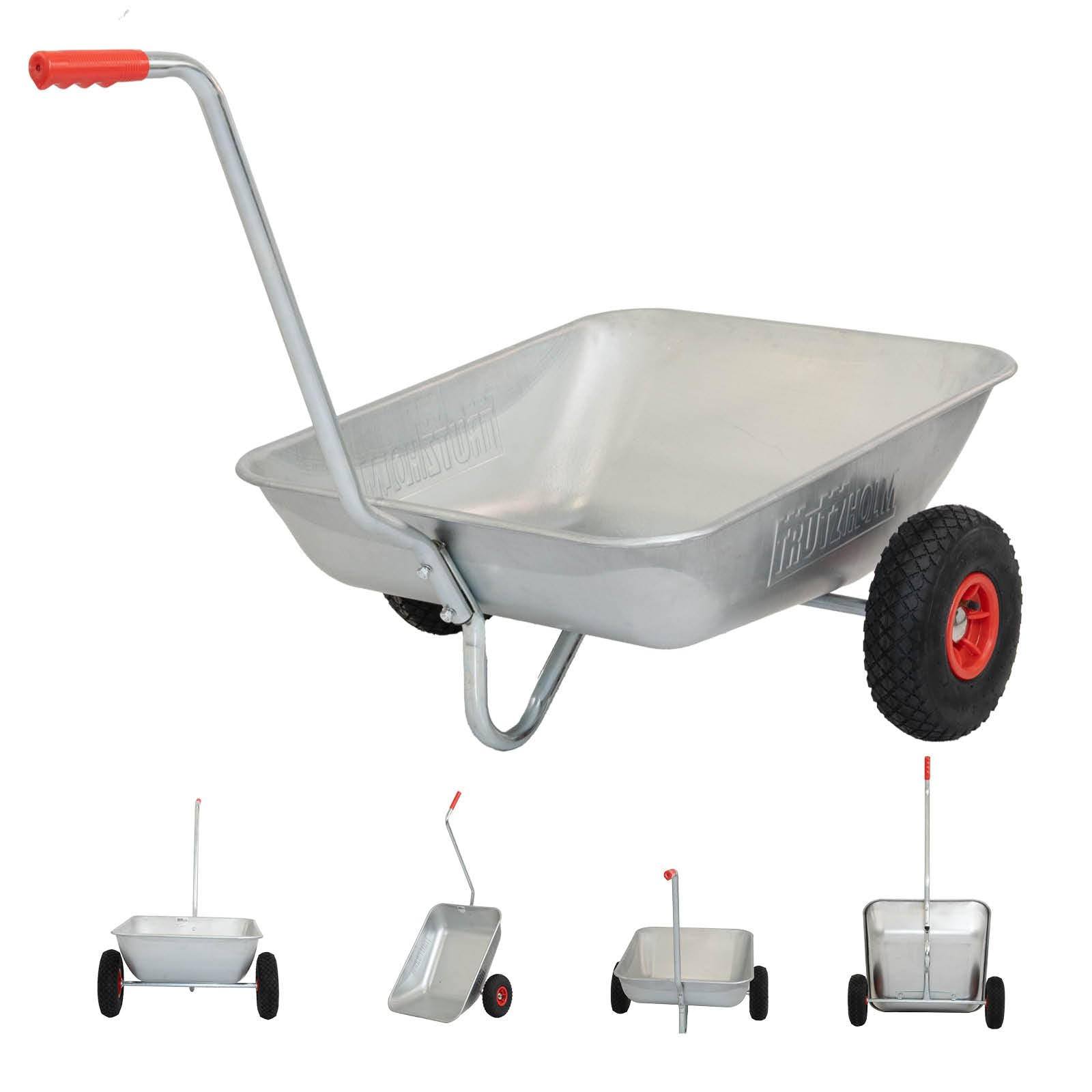 TRUTZHOLM Schubkarre Einhandkarre Friedhofskarre Pflanzkarre Gartenkarre Handwagen Traglast 100 kg Volumen 75 L mit Luft- oder Vollgummireifen (Luftreifen)
