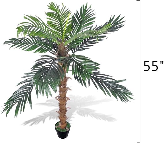 Amazon Com Artificial Plant Coconut Palm Tree With Pot For Home Decor Indoor And Outdoor Floor Plants Corner Decoration 55 Home Kitchen