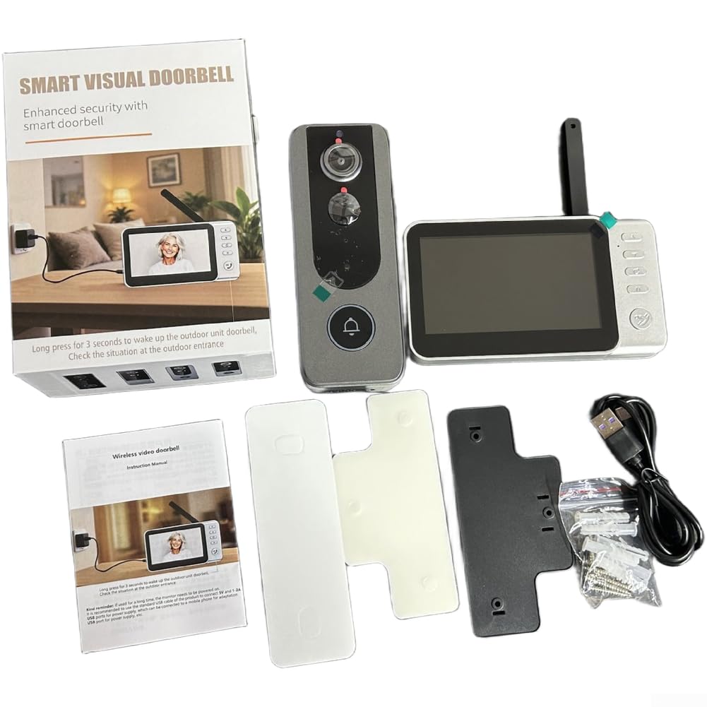 Timbre inalámbrico con monitor de visión amplia de 115 grados, timbre de video inteligente, resolución 2K, detección humana, almacenamiento local, sin tarifa mensual