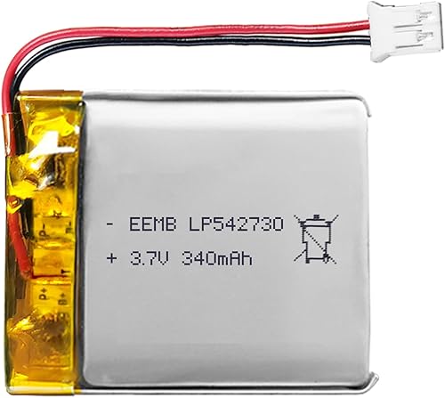 EEMB Batería de polímero de litio 3.7V 340mAh 542730 Lipo Batería recargable con cable JST 0.079 in Conector para altavoz y dispositivo inalámbrico