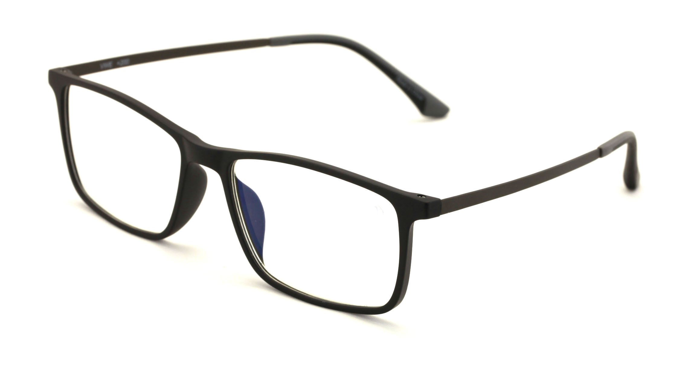 Vision World Eyewear Tr90 Con B Gafas De Lectura Templo Rectángulo De Titanio Flexible - Recubrimiento Ar Azul (Negro Mate, 1.50)