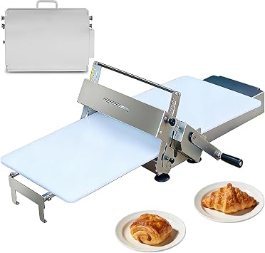 Folding Dough Sheeter 15.8" Wide Roller, Countertop Dough Roller Machine Stainless Steel, Manual Dough Sheeter 0.2-25mm Adjustable Thickness,for Bakery & Home Use With Board300