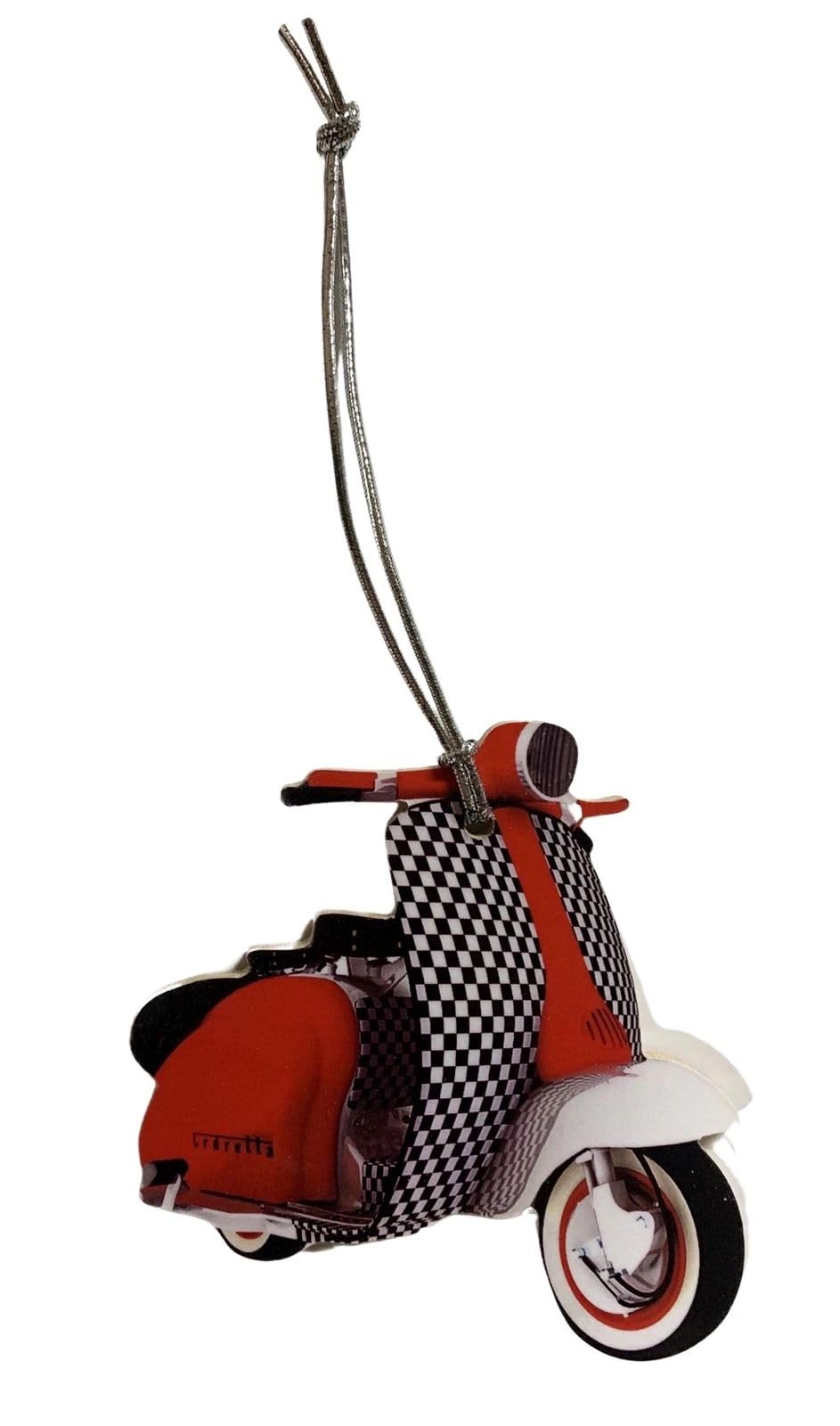 Red Check Retro Scooter Christmas Tree Decoration - Vintage Scooter Tree Decorations MS8-D