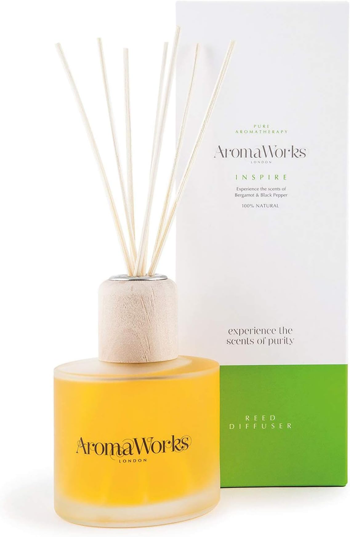 Aromaworks Inspire Reed Diffuser - Rejuvenating Blend of Essential Oils - Creates A Calming Mood - Enhanced Atmosphere - Provides A Sense of Wellbeing and Happiness - Reed Diffusers - 6.76 Oz