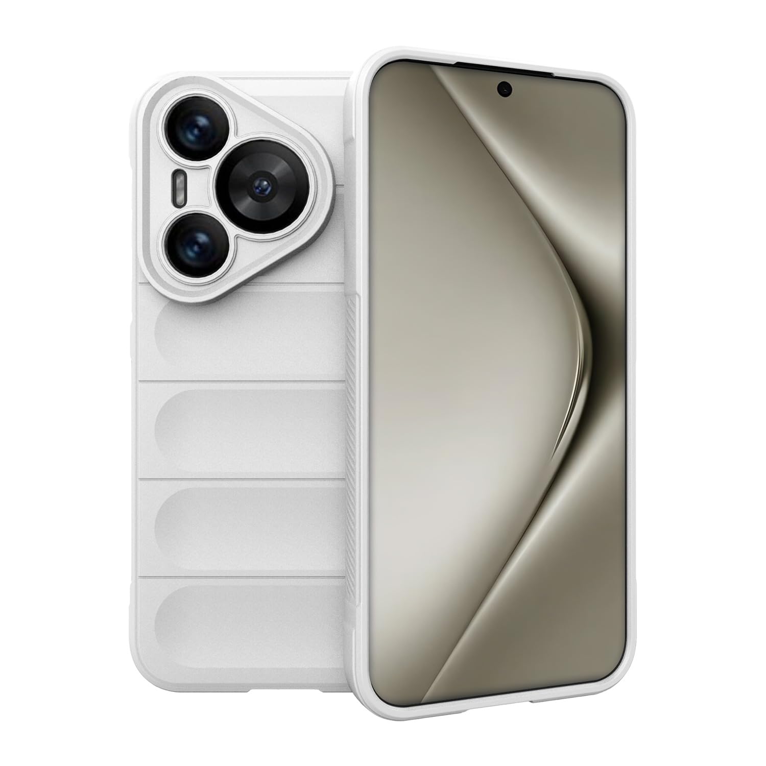 T TerselySilicone Case for Huawei Pura 70, Heavy Duty Shockproof & Scratch Soft Case Cover with Liquid Silicone Rubber Skin and Plush Lining (White)