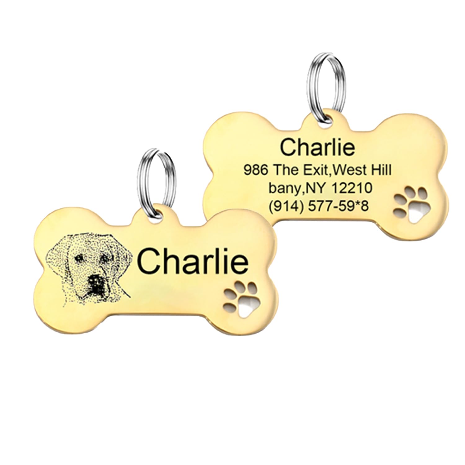 Personalized Pet Mom Gifts Custom Portrait tag with Engraved Sketch Photo Personalized Dog Cat ID tag for Animal Lover