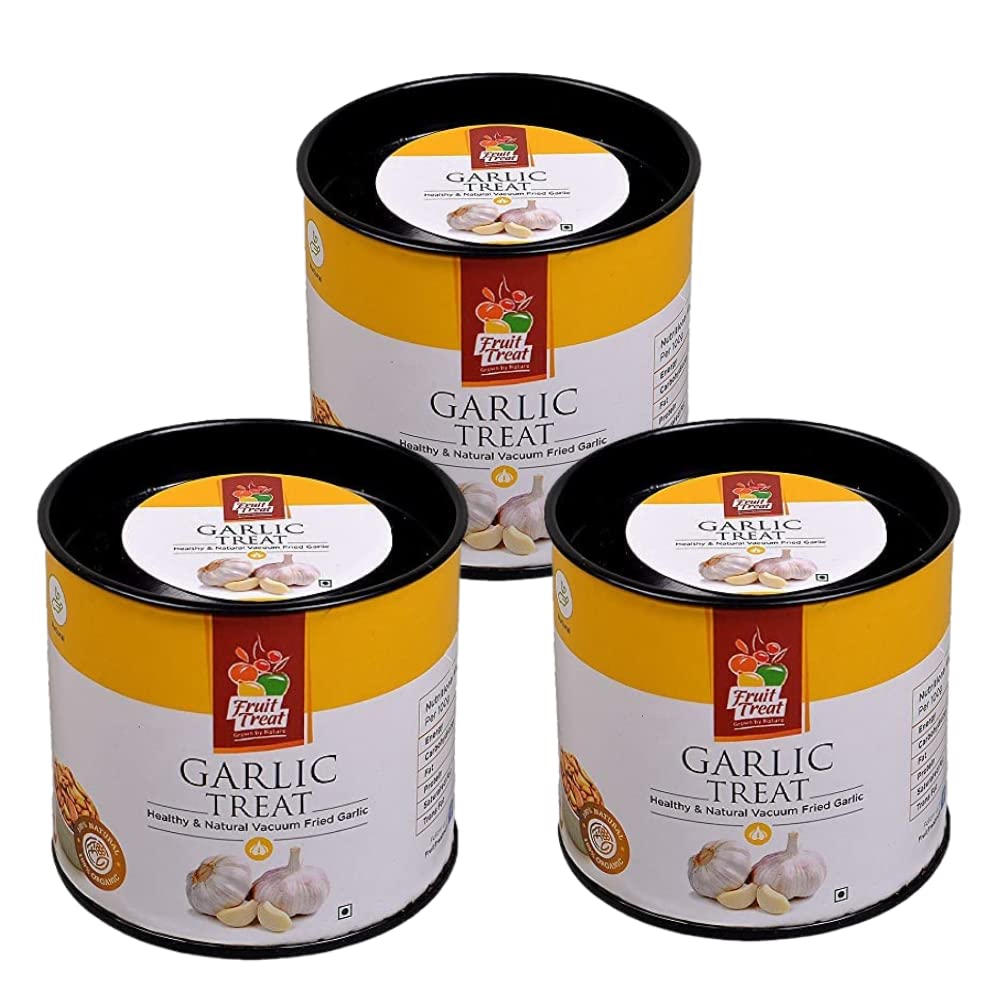 Fruit Treat Healthy Vacuum Fried Garlic Snacks (50g - Pack of 3) | Crispy & Tasty Garlic Chips | Nutritious Healthy Snacks
