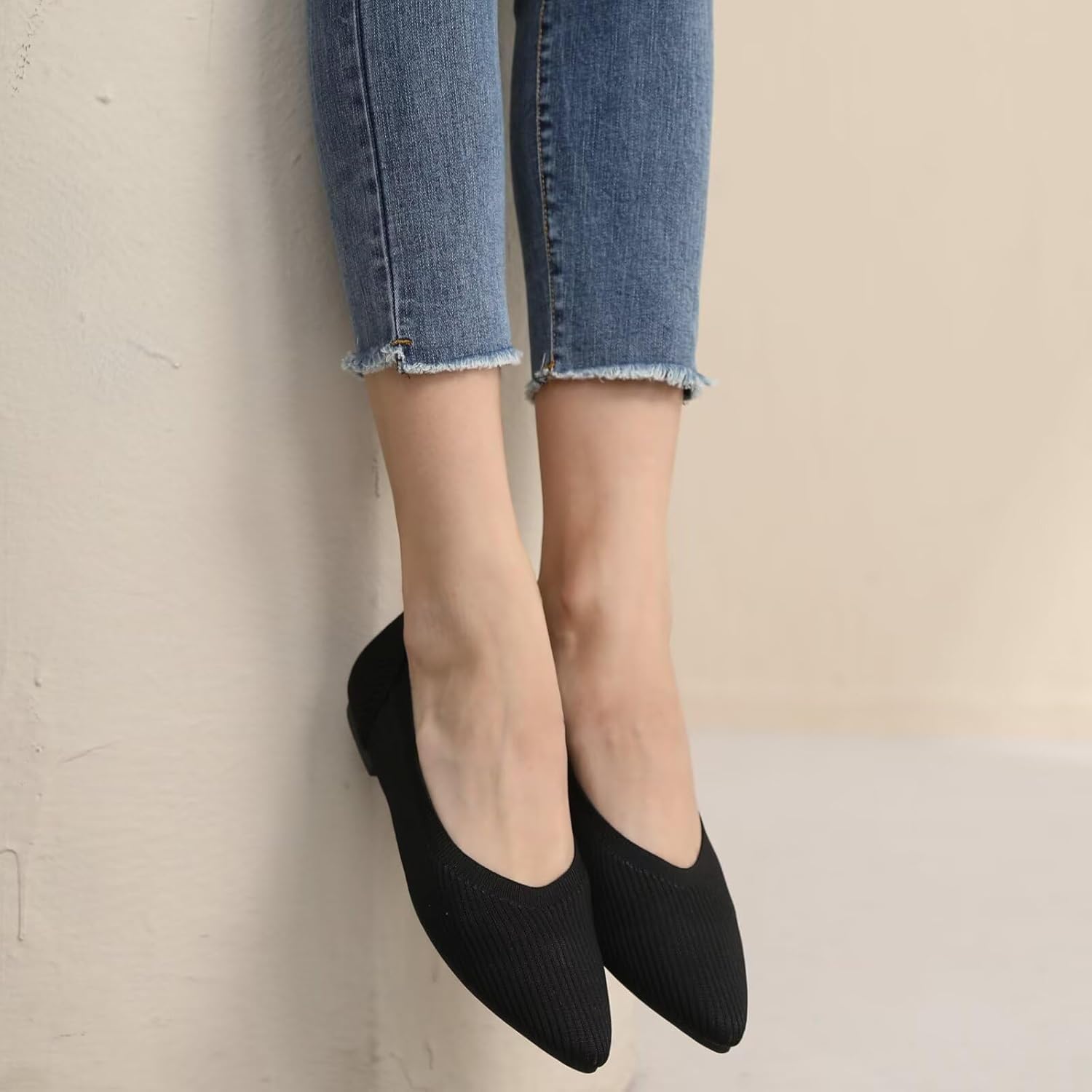 Vipost Women's Ballet Flats Slip On Foldable Knit Dress Shoes Lightweight Breathable Pointed Toe Casual Dressy for Work Office Wedding Travel Comfortable Flats - Image 6