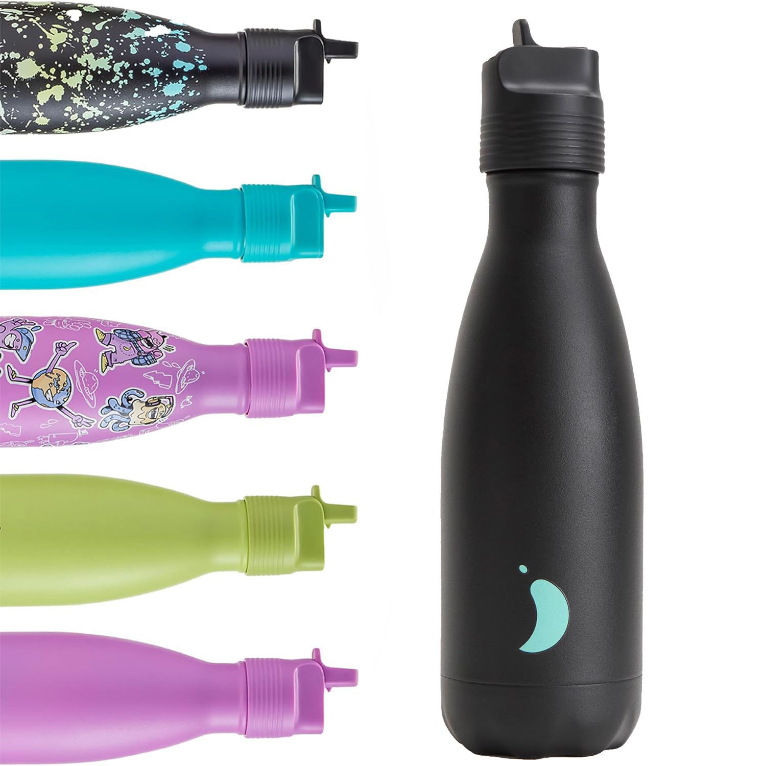 Chilly's Kids Original Water Bottle - Vacuum Insulated Stainless Steel Water Bottle, Reusable Thermal Flask For Hot & Cold Drinks - Leak Proof, No Sweat - 350ml - Jet