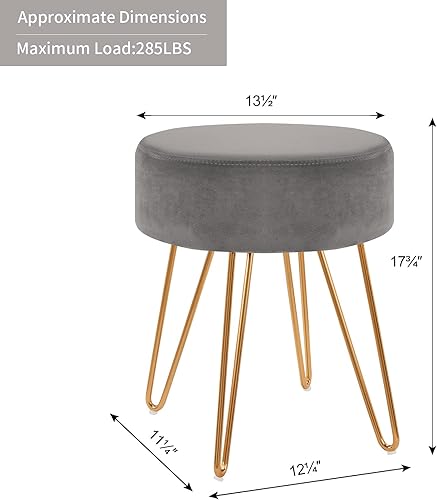 Miniatura 17 de DUHOME Velvet Ottoman, Taburete de tocador de maquillaje, Taburete contemporáneo, Taburete de metal redondo mongol, Taburete de tocador, Taburete