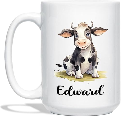 Taza de cerámica personalizada con nombre, para amantes de los animales de granja, regalo para amantes de las vacas para niños, amigos, familia, disponible en Yaxa El Salvador