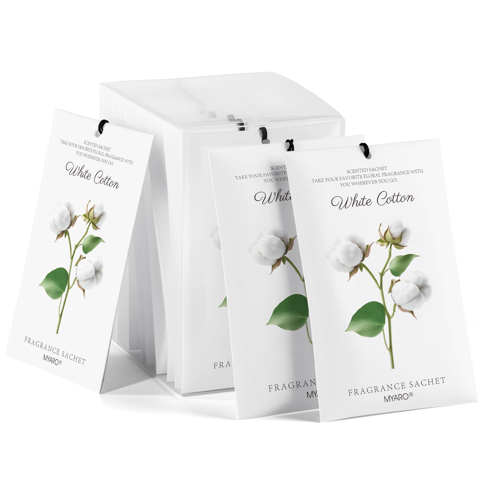 MYARO 12 Pack White Cotton Scented Sachets, Closet Deodorizer Car Freshener