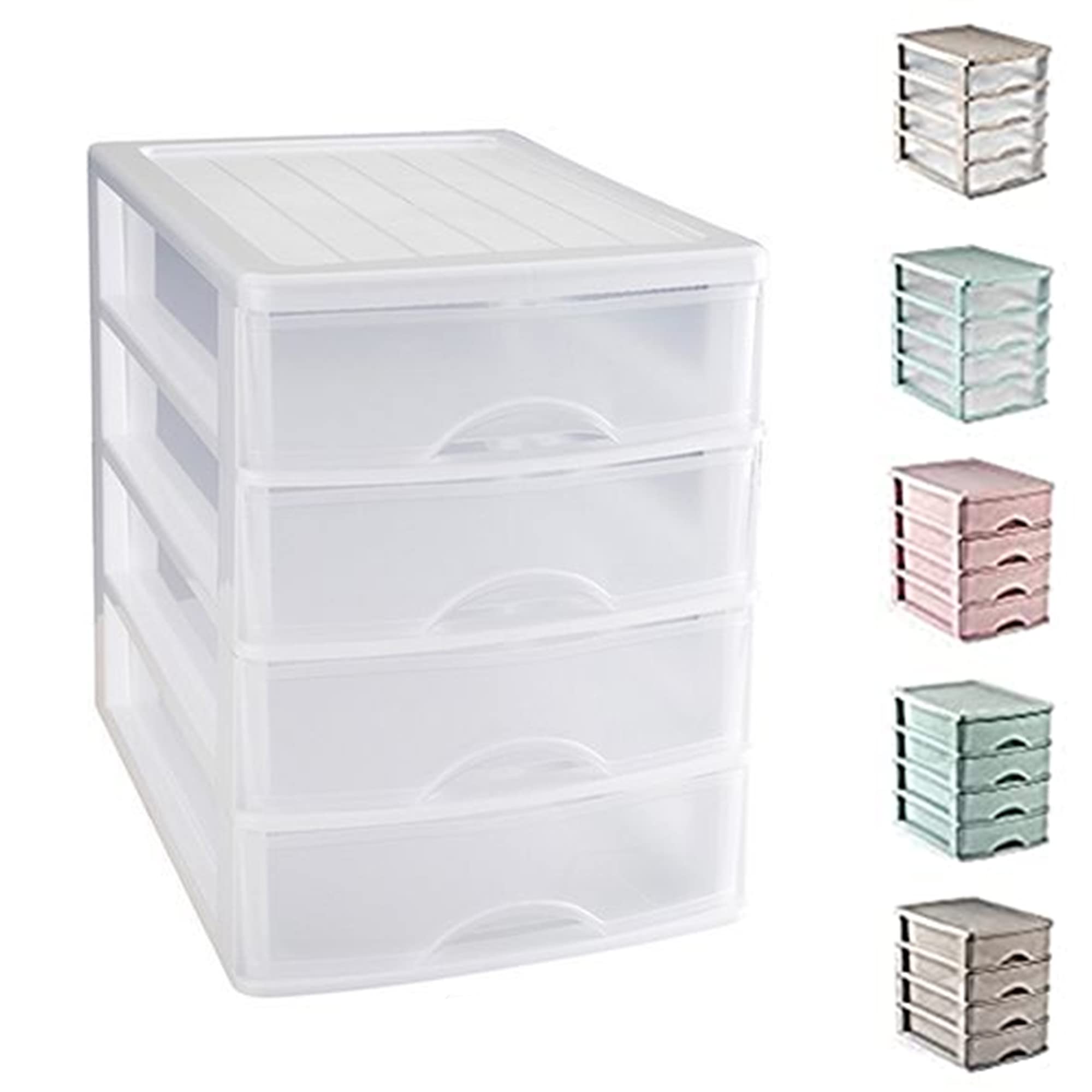 3 Drawers Plastic Desktop Storage Unit with Drawers, Stationary Arts Drawer Desktop Tabletop Organiser Storage Tower Unit for Office Bedroom Garage (17 x 13.5 x 17cm, Black with Clear Drawers) — view 10
