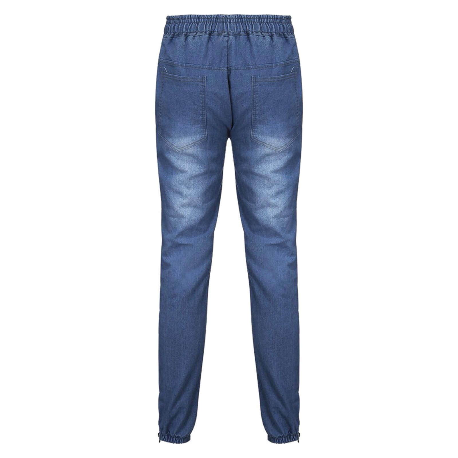 Jeans Uomo Slim Fit Strappati, Pantaloni Uomo Jeans Gamba Dritta Strappato Elasticizzati Pantaloni Uomo Elegante Casual Skinny Blu Jeans Regular Jeans Leggeri Moda Versatile per Tutte Le Occasioni