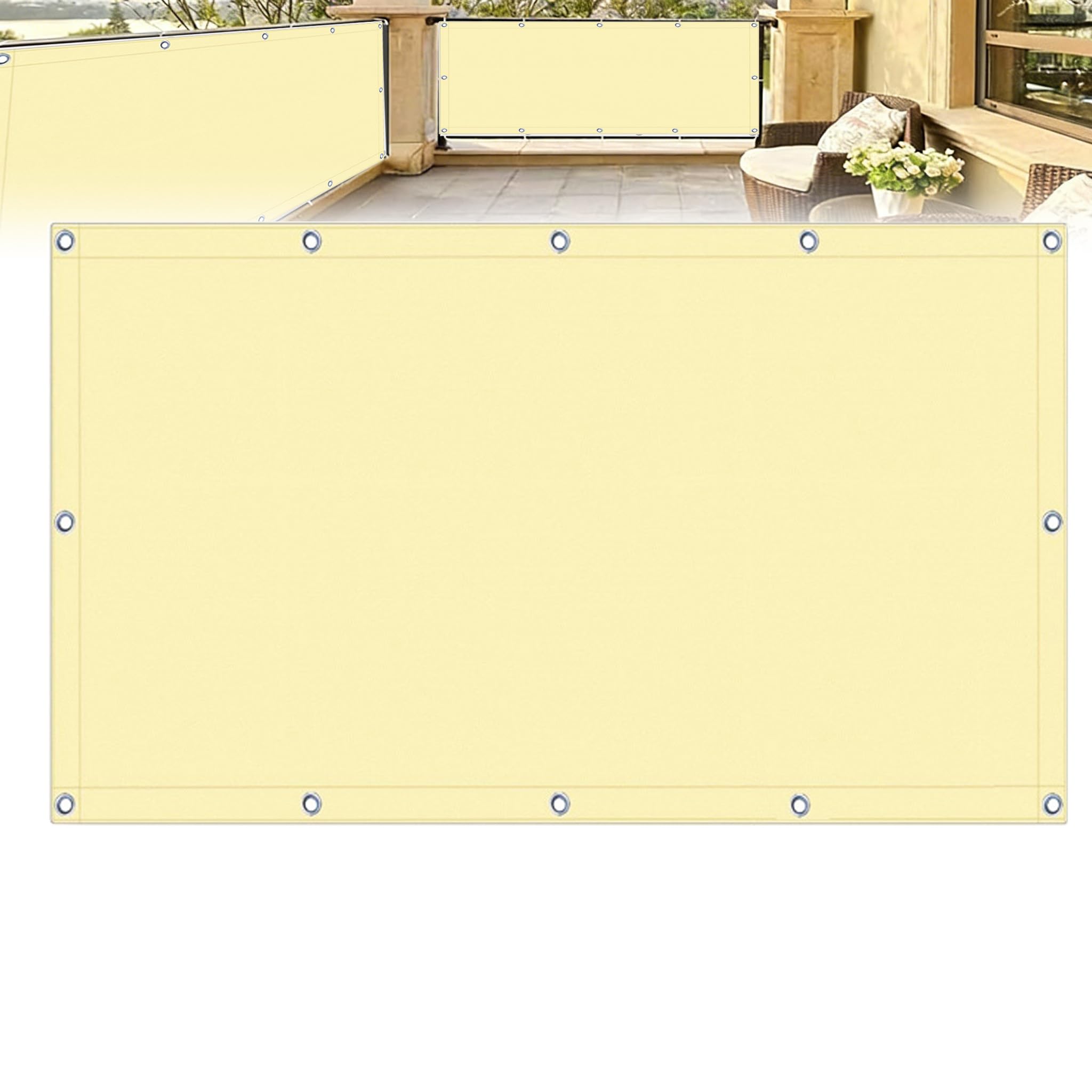 Voile d'ombrage imperméable 3,2x4,4m jaune en tissu Oxford 420D