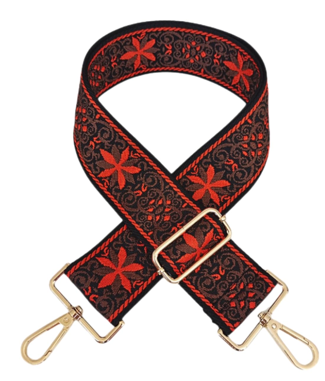 Purse Strap Star Flower Pattern Trendy Bag Strap Replacement Adjustable Jacquard Belt for Purse Crossbody Guitar CameraBags (Red)