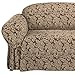 Sure Fit Home Décor Scroll Damask Box Cushion Sofa One Piece Slipcover, Relaxed Fit, Cotton/Polyester, Machine Washable, Brown Color