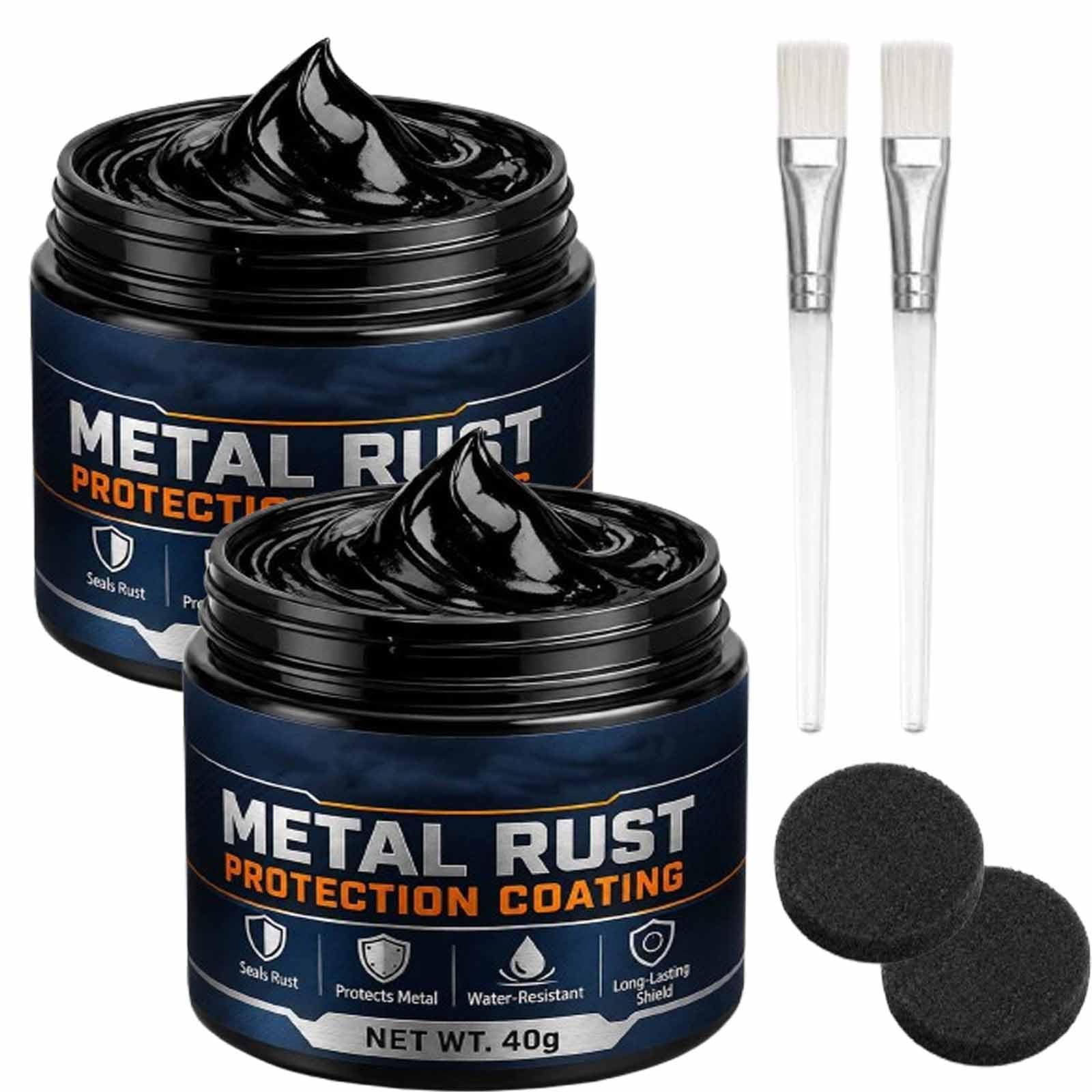 Metal Rust Protection Black Repair Paste, 40g (2Pcs)