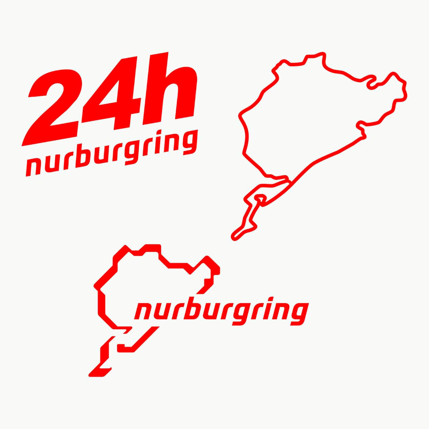 Autodomy Naklejki Nurburgring 3-częściowy zestaw do samochodu lub motocykli (czerwony)