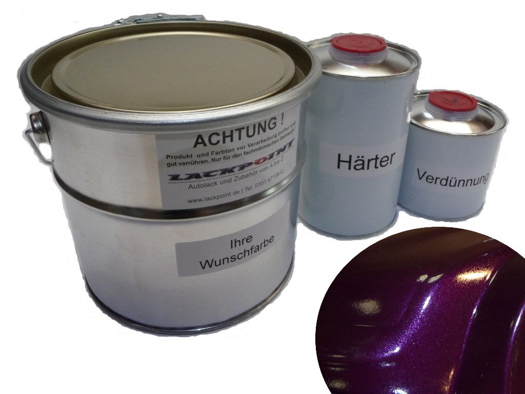Lackpoint Set da 1 litro di vernice per auto 2K viola scuro metallizzato non trasparente