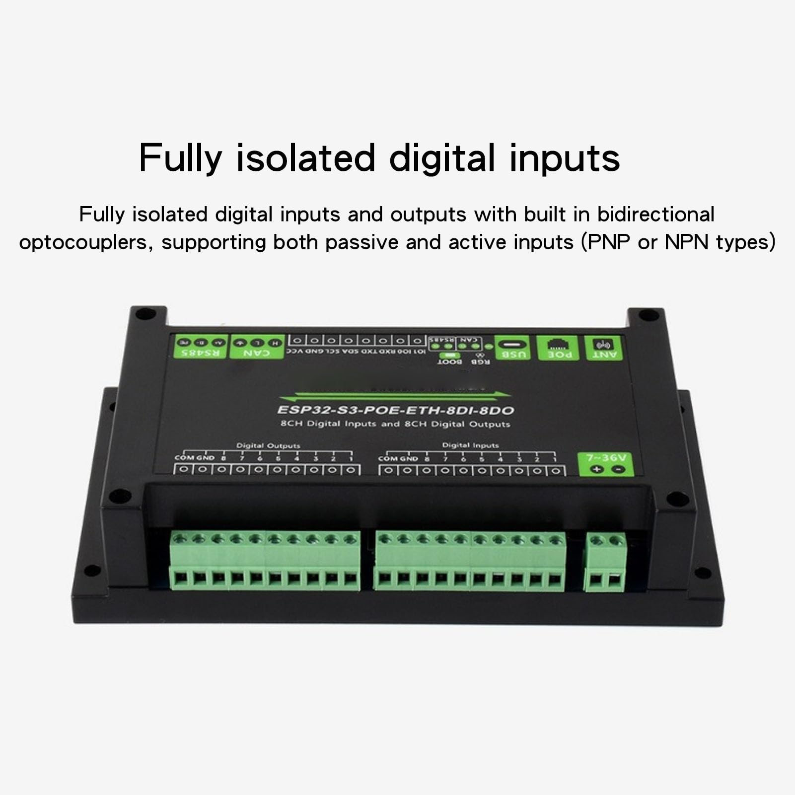 Przemysłowa Płyta Sterująca dla S3, 8-kanałowa Płytka z Wejściem Cyfrowym, moduł Sterujący WiFi 2,4 GHz z Izolowanymi Interfejsami CAN 485 i USB Typu C, Idealna do zastosowań Przemysłowych
