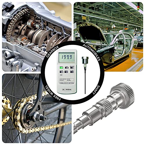 electronic vibration meter range velocity 200 mms  05 to 1999 mms for industrial vibration monitoring with vibration sensor along with calibration certificate by lutron model vb-8201ha