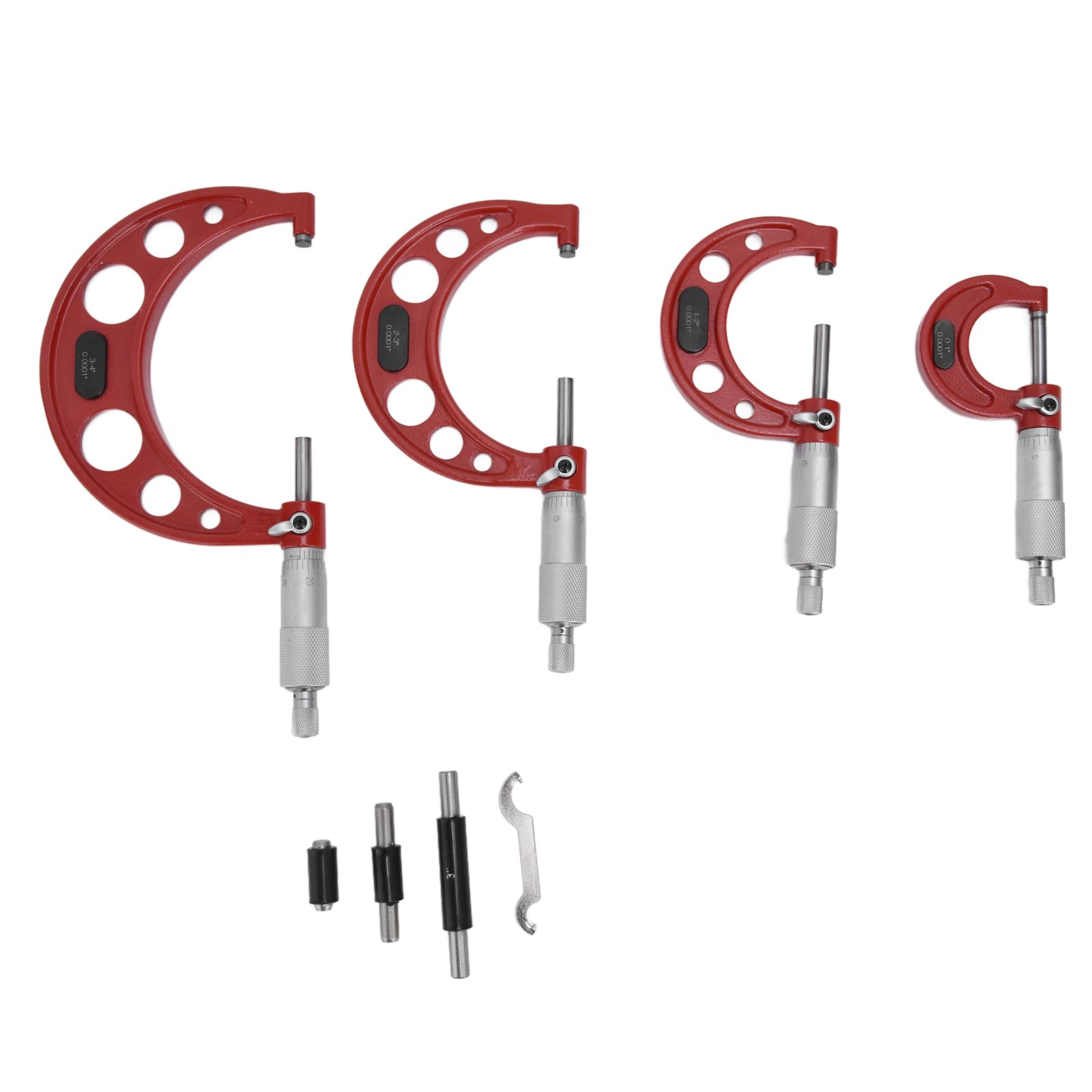KIMISS Set di Micrometri Esterni -4in Misurazione Strumento Machinista Ad Alta Precisione - 4 Pcs Al di Fuori del Micrometro .0001in Set di Precisione