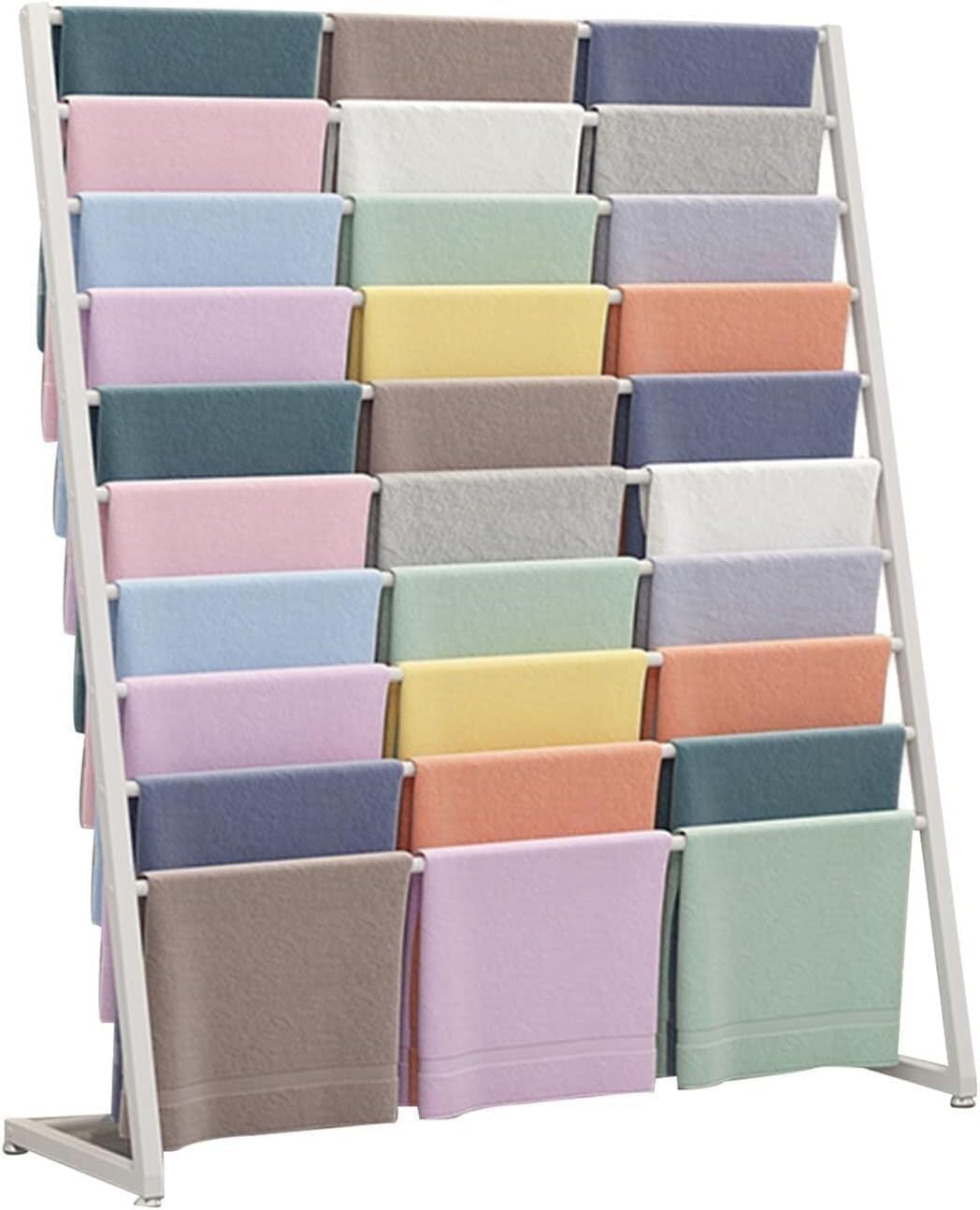 Organizer Holder Household Scarf Display Rack, Floor to Ceiling Suit Pants Rack, Floor to Ceiling Scarf Silk Scarf Rack, Used for Hanging Belts, Suits, Ties。(White,80X40X145CM)