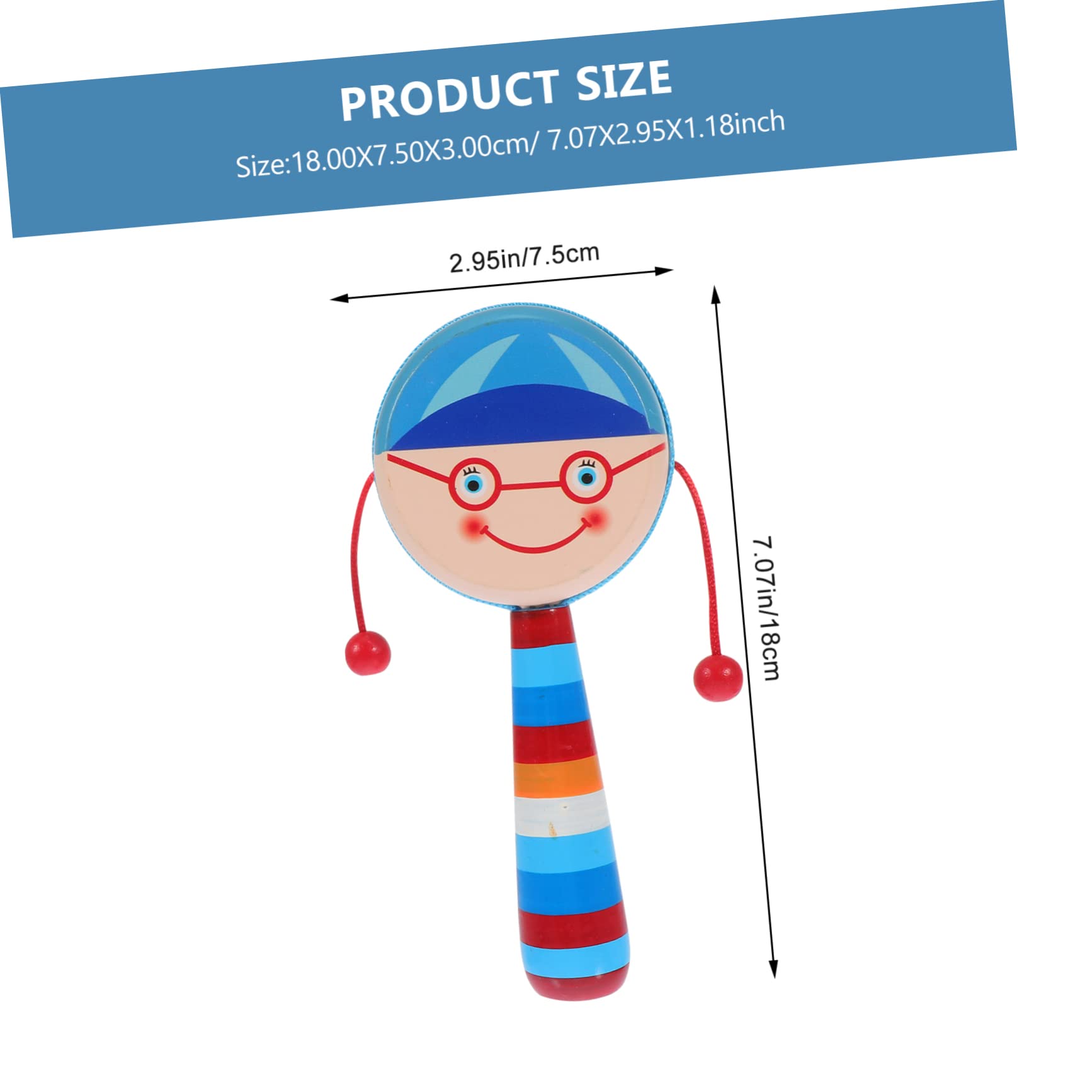 HEMOTON 1Pc Cartoon Rattle Drum for Boy Girl Wooden Shaking Musical Plaything Early Educational Present for Boys and Promotes Hand Flexibility and Learning and Safe Design