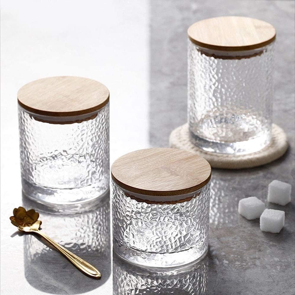 木製シール蓋付きセラミック透明ガラスシュガーボウルスパイスジャー収納ポット