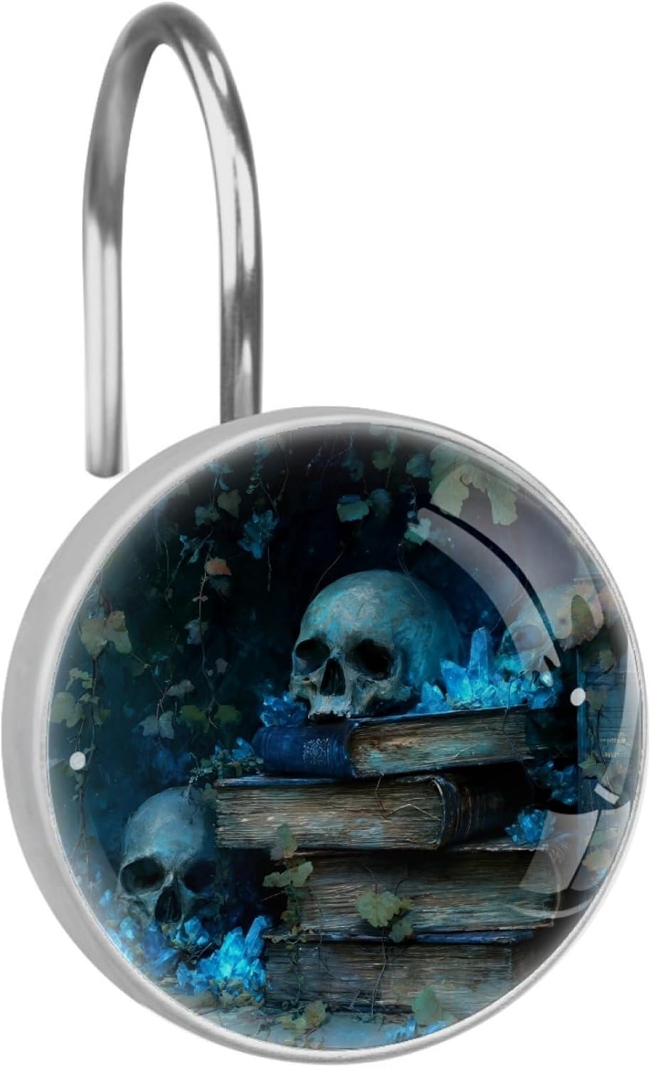12 Pack Skull Book Shower Curtain Hooks Rings, Decorative Shower Hooks for Shower Curtain, Stainless Steel Decorative Shower Hangers Rings for Bathroom