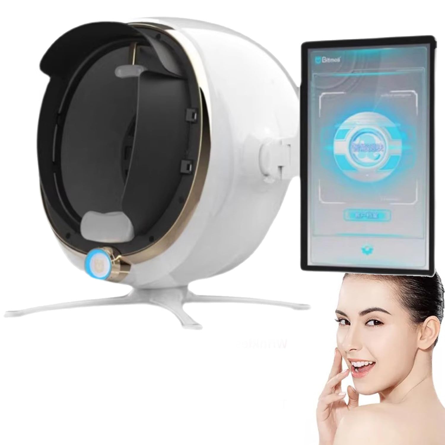 Professional Skin Analyzer Machine 13.3 Inch 36 Million Pixels 3D Facial Skin Detection & Analysis for Beauty Salon Skin Care with 8 Spectra and 14 Item Detection,Cloud Storage Report,White