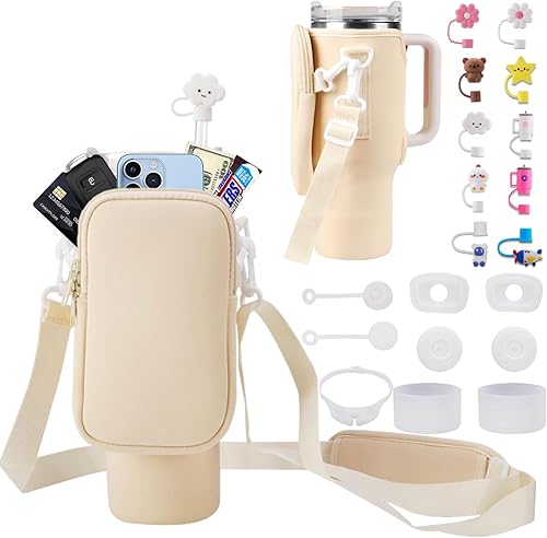 Miniatura 1 de Stanley Cup - Juego de accesorios que incluye 1 bolsa de transporte Stanley, 10 tapas de pajilla, tapón de silicona a prueba de derrames, 2 botas de