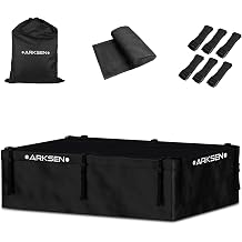 ARKSEN Rooftop Cargo Carrier Bag Extra-Wide 31.5 Cubic Feet Waterproof Heavy Duty Car Roof Rack Bag for Full-Size Cars with 10 Reinforced Straps, 6 Door Hook Straps & Anti-Slip Mat