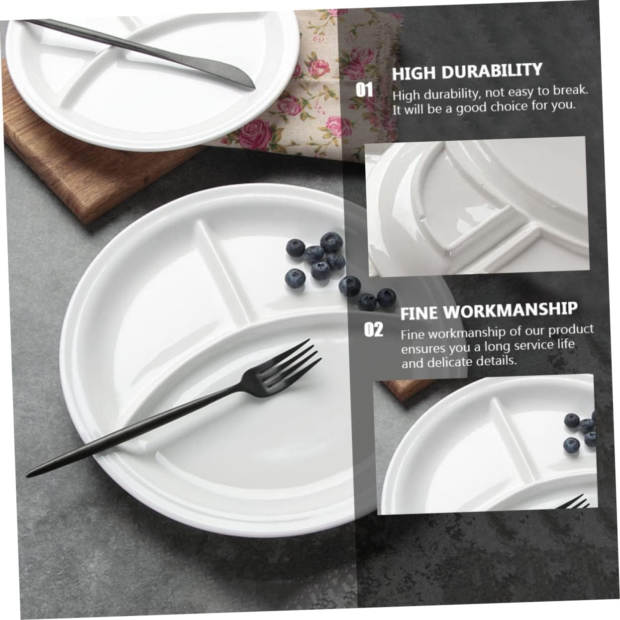 1pc Plates Boy Girl Divided Meal Tray Restaurant Essentials Plate Dipping Section