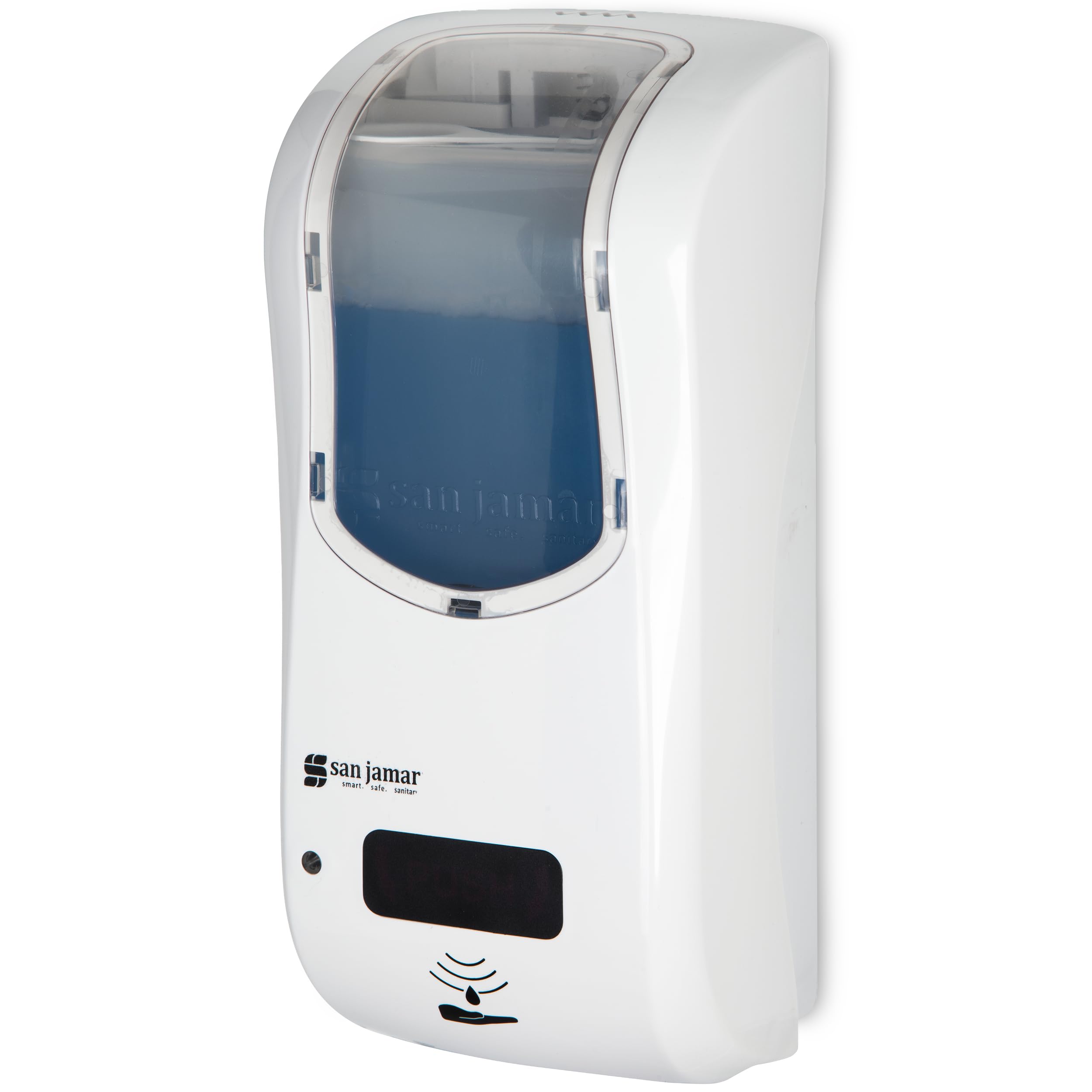 San Jamar SHF970WHCLK - Dispensador híbrido, color blanco y transparente