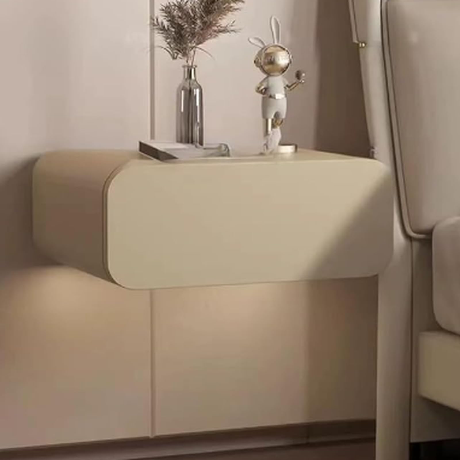 Table de nuit flottante moderne en bois avec tiroir de rangement