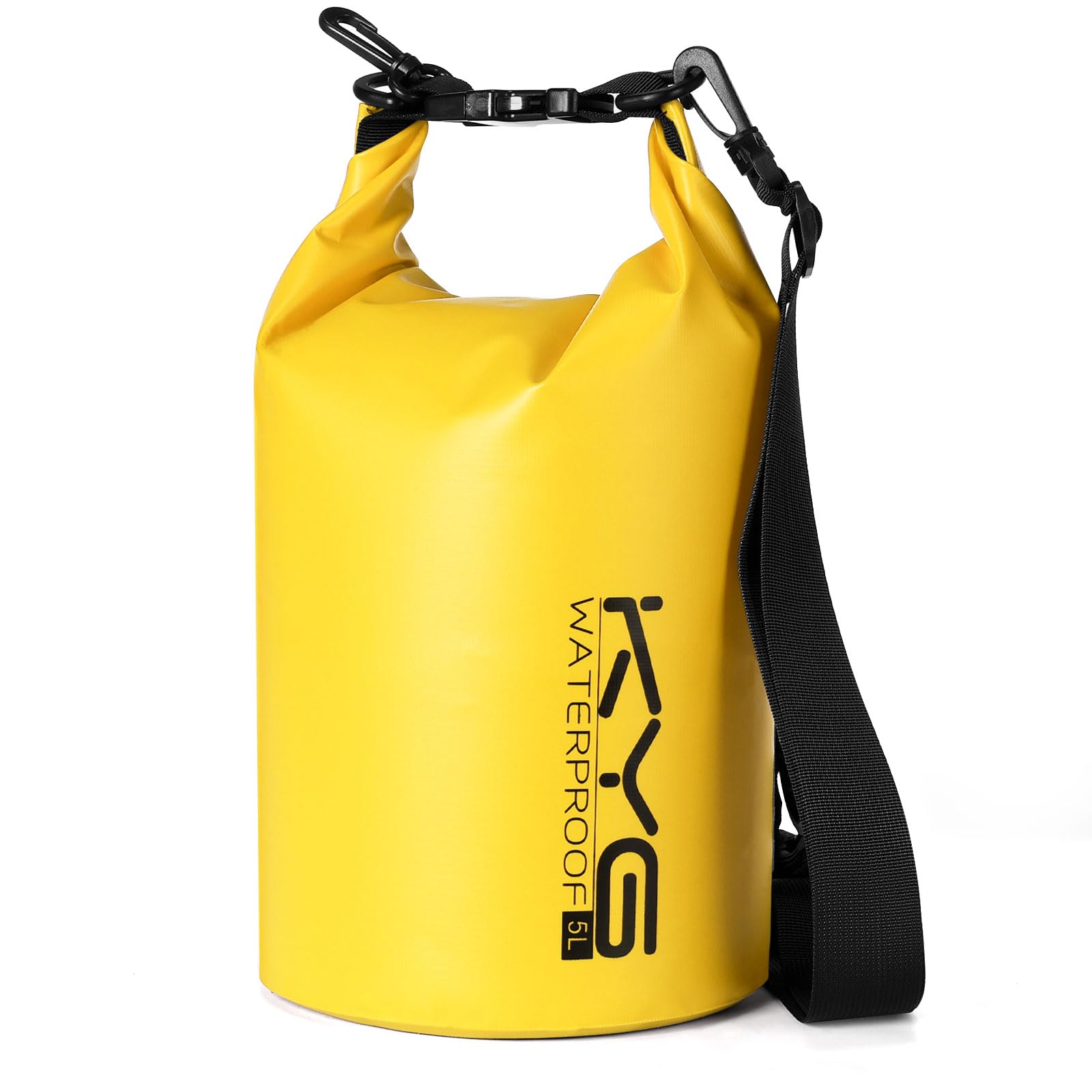 KYG Borsa Impermeabile, 2L/5L/10L Sacca Stagna in PVC, Saldata senza Cuciture – Leggera, Resistente e Galleggiante per Rafting, Trekking Fluviale, kayak, Spiaggia e Campeggio 5L Giallo