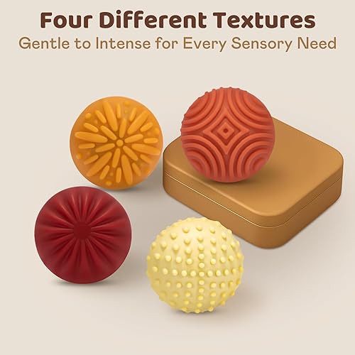 Miniatura 4 de Pelotas sensoriales magnéticas para ansiedad, 4 unidades, de silicona texturizada de peso medio, juguetes para aliviar el estrés para adultos y