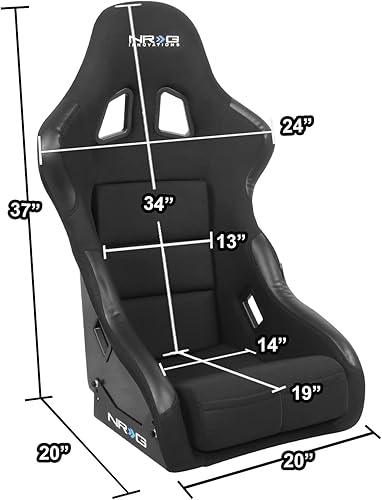Vista 22 de NRG Innovations NRG-FRP-302BK Asiento de carreras con respaldo fijo de fibra de vidrio (grande), compatibilidad con arnés de 4 puntos, Alcántara