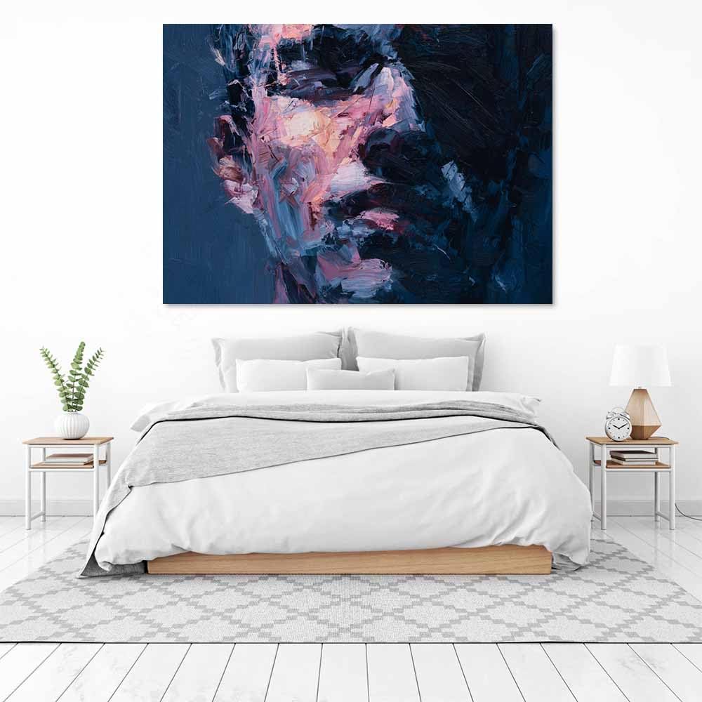 CUDAOO Abstract Painting On Canvas Modern Wall Art Modern Wall Art Oil Painting For Living Room Bedroom A Unique Home Decoration (Tybetański niebieski45-60x90cm oprawiony